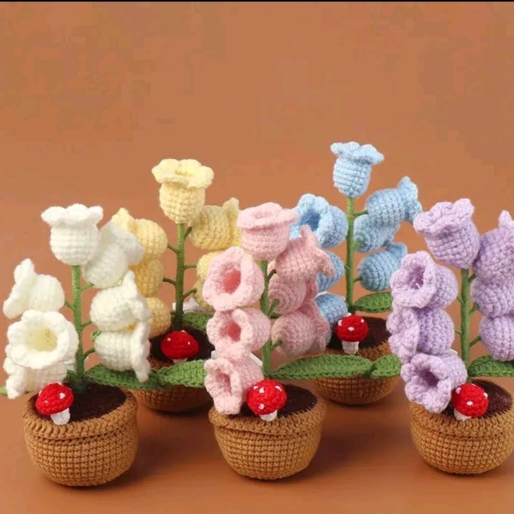 Crochet Flower Pot Decor Set